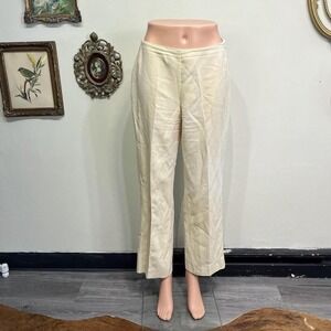 Akris Cream Straight Leg Tailored Dress Trousers Size Small